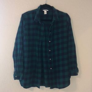 H&M Green Plaid Button Down